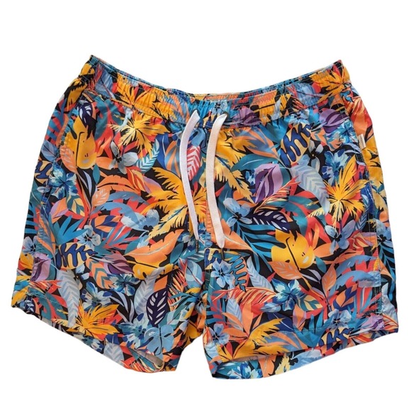 Onia Other - Onia The Charles Swim Trunks Men Large Bright Floral Print Zip Pocket 5" Inseam